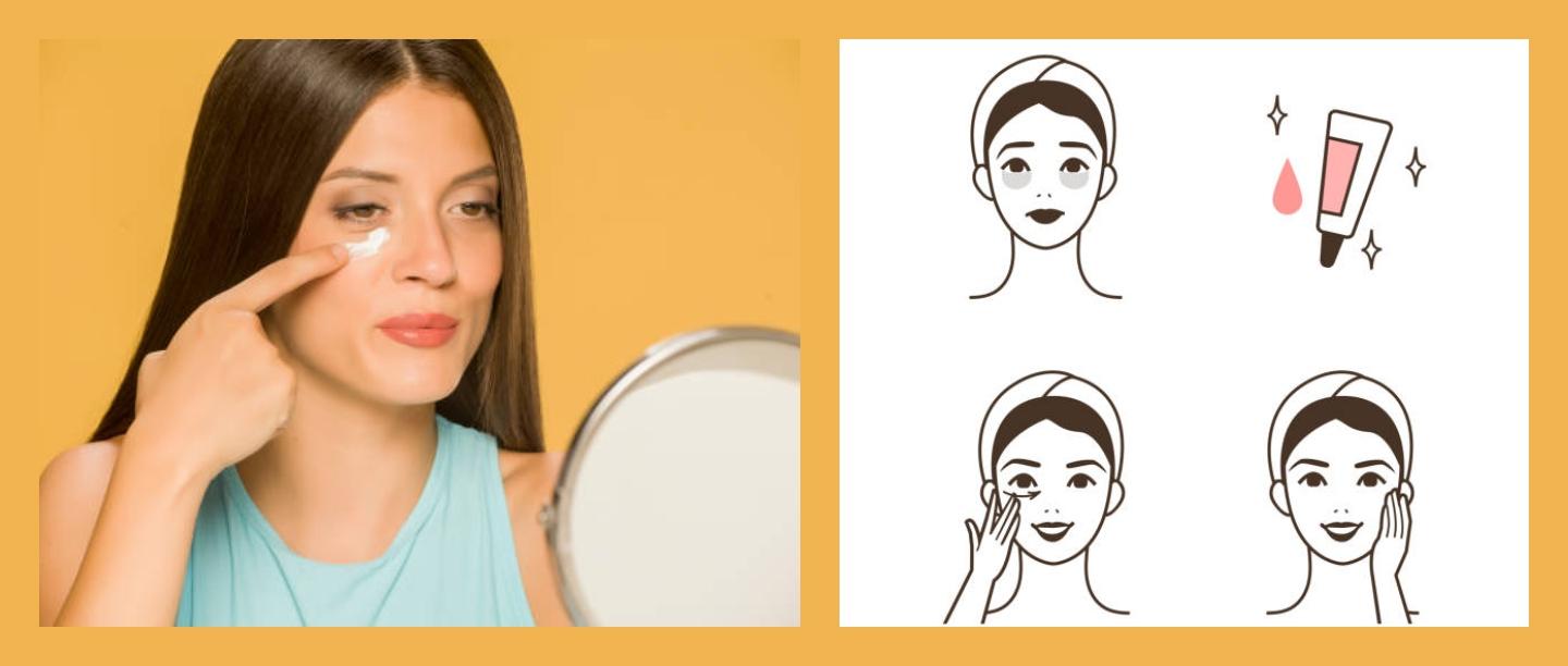 अंडर आई क्रीम लगाने का सही तरीका स्टेप बाय स्टेप, correct way to apply under eye cream step by step in hindi